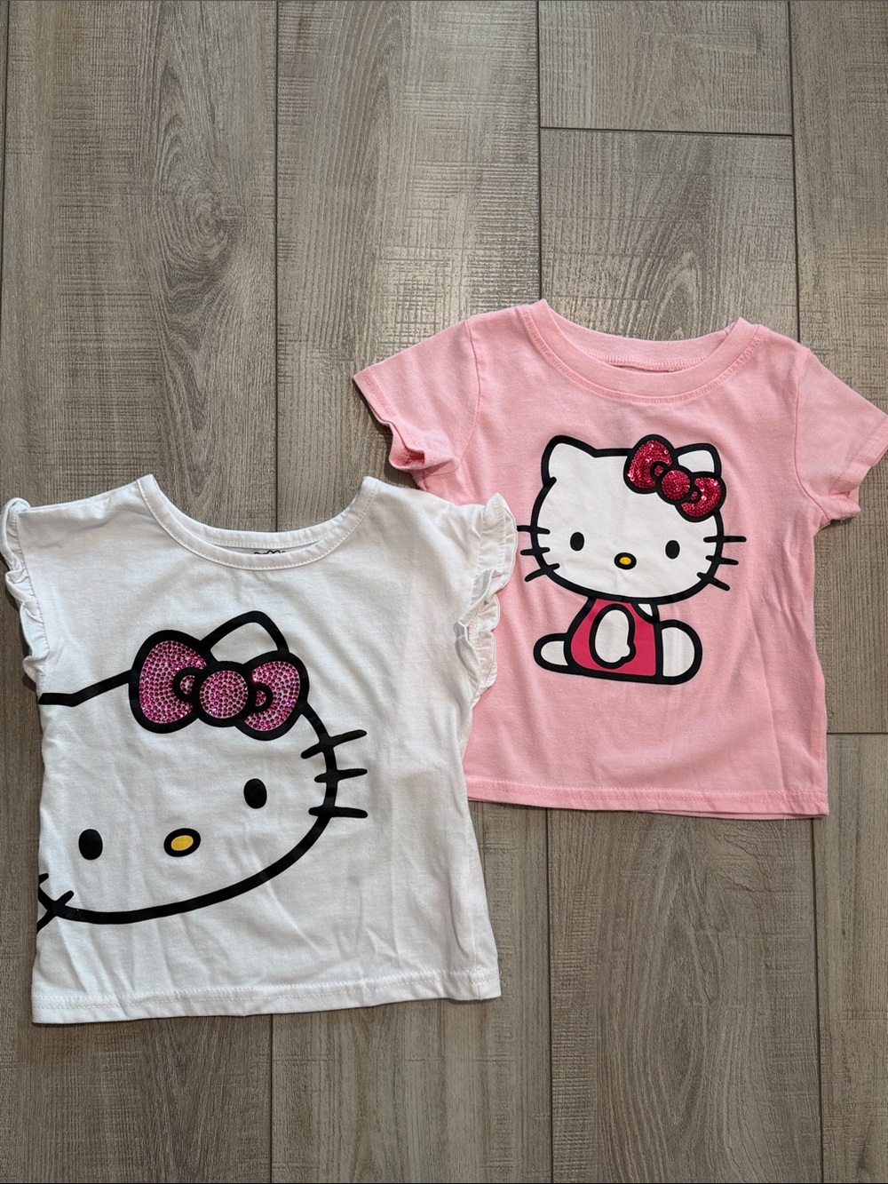 Hello Kitty Short Sleeve Top Bundle-White, Pink- Girls 3T
